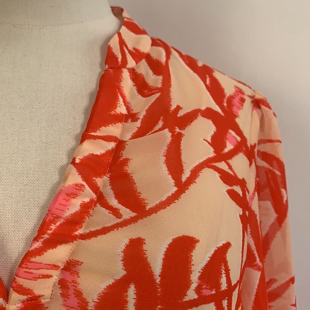 Marc Cain Red Print Sheer Tunic Top - image 3